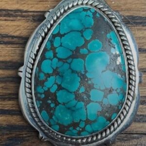 Classic Western wear Jewelry Sterling Silver Turquoise large pendant